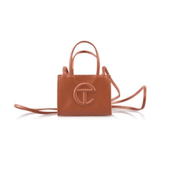 Small tan telfar bag hotsell